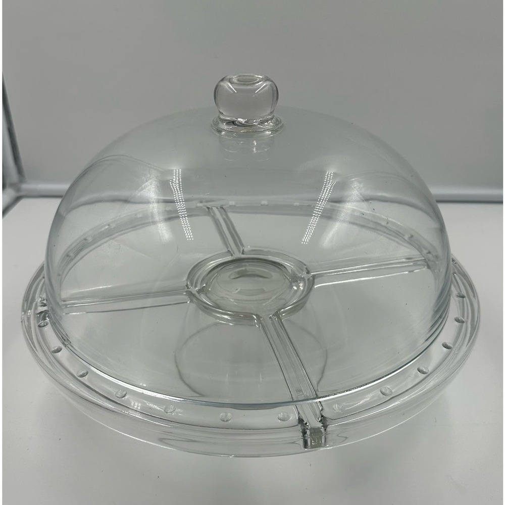 Vintage Pedestal Glass Cake Stand with Dome Holds 12" Cake